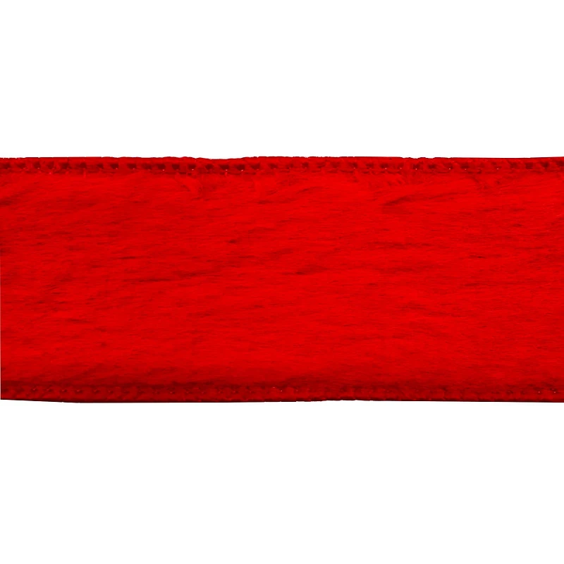 1.5" x 15ft. Red Wired Faux Fur Ribbon by Celebrate It®