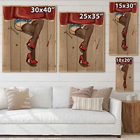 Designart - Retro Sexy Woman Repairing The Car