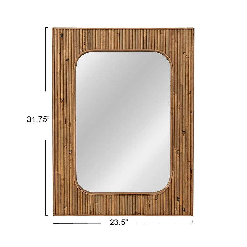 Hello Honey® 31" Natural Rattan Framed Wall Mirror