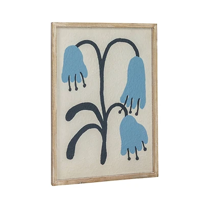 Hello Honey® Blue Floral Framed Glass & Textured Paper Wall Décor
