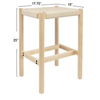 Hello Honey® Fernway 25" Solid Wood and Woven Rope Counter Height Stool