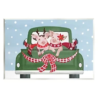 Stupell Industries Farmhouse Pigs Green Holiday Truck Wall Plaque Art