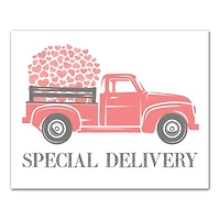 Valentine Heart Special Delivery Truck Canvas Wall Art