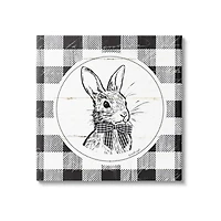 Stupell Industries Detailed Easter Bunny Drawing Spring Plaid Border Canvas Wall Art