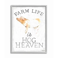 Stupell Industries Farm Life Is Hog Heaven Print with Gray Frame Wall Accent