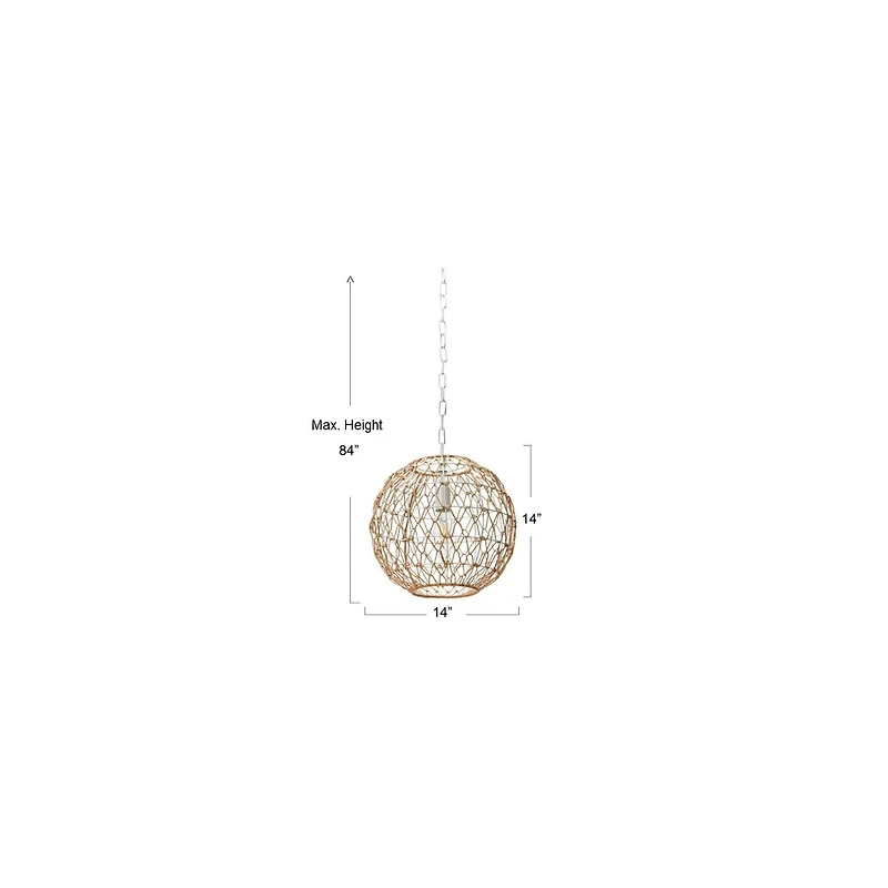 Hello Honey® Robert Stevenson Lighting Alaina 14" Natural Paper Rope & Metal Ceiling Light