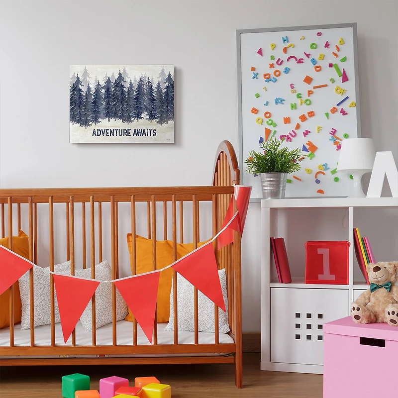 Stupell Industries Blue Adventure Awaits Pine Tree Forest Wall Accent