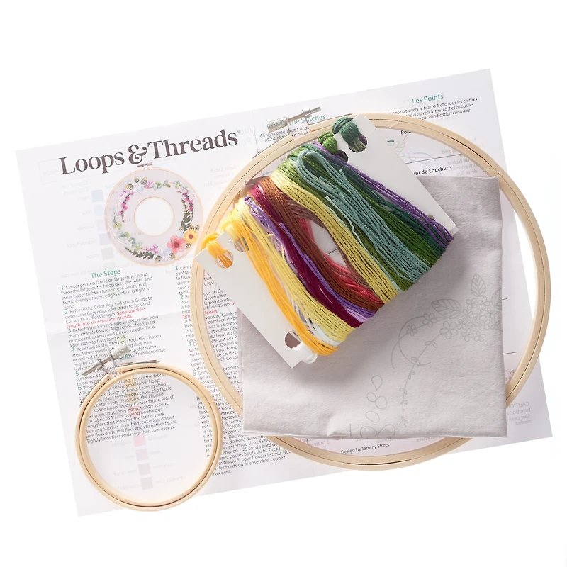 8" Floral Ring Embroidery Kit by Loops & Threads®