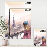 Designart - Young Paris Girl Watching Eiffel Tower