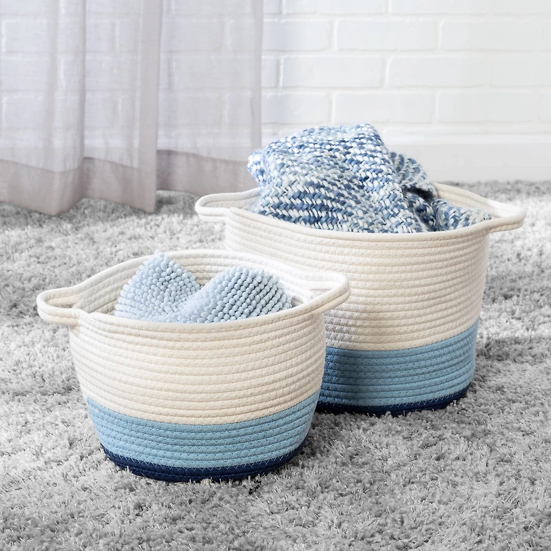 Honey Can Do Blue Ombré Nesting Cotton Rope Storage Basket Set