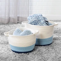 Honey Can Do Blue Ombré Nesting Cotton Rope Storage Basket Set