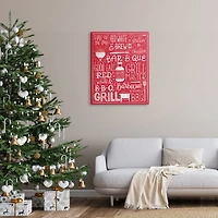 Stupell Industries Fire Up Grill Summer BBQ Phrases Red White,30 x 40