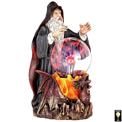 Design Toscano 11" Wizard's Crystal Ball Illuminated Gothic Statue