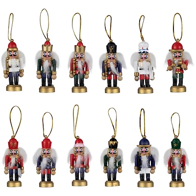 12ct. 3.25" Multicolor Nutcracker Wood Ornaments