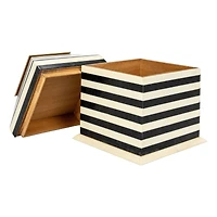 Hello Honey® 9" Black & Cream Striped Reclaimed Wood Box