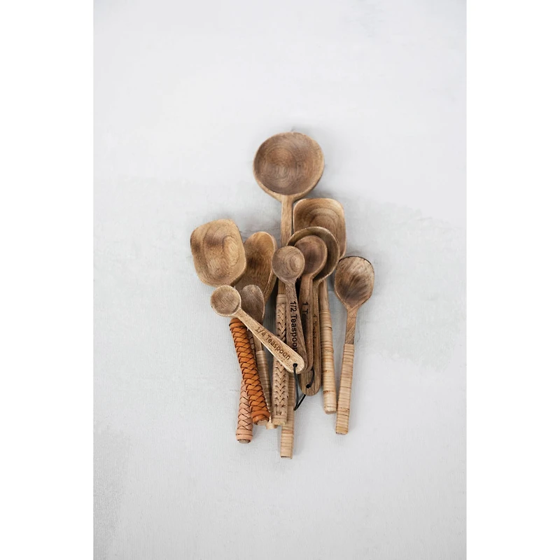 Hello Honey® Mango Wood Measuring Spoon Set in Printed Drawstring Bag