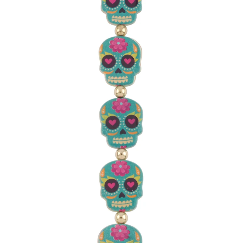 Blue Enamel Metal Sugar Skull Beads, 20mm by Bead Landing™