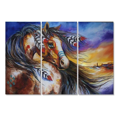 Designart - 5 Feathers Indian War Horse