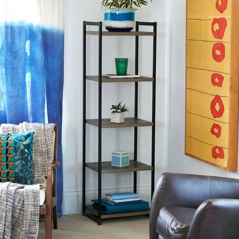 Household Essentials Jamestown 59" 5-Shelf Narrow Bookshelf