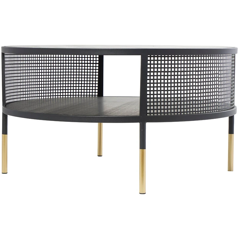 32" Black Metal Open Grid Frame Coffee Table
