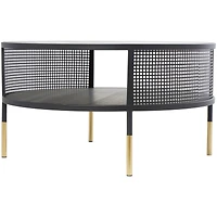 32" Black Metal Open Grid Frame Coffee Table