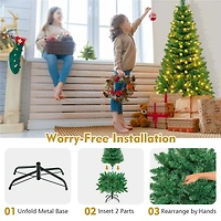 Costway 4.5ft Pre-Lit Hinged Pencil Christmas Tree, Warm White LED Lights