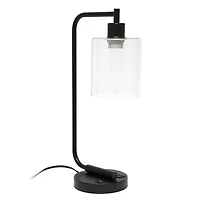 Lalia Home Iron Desk Lamp with USB Port and Glass Shade