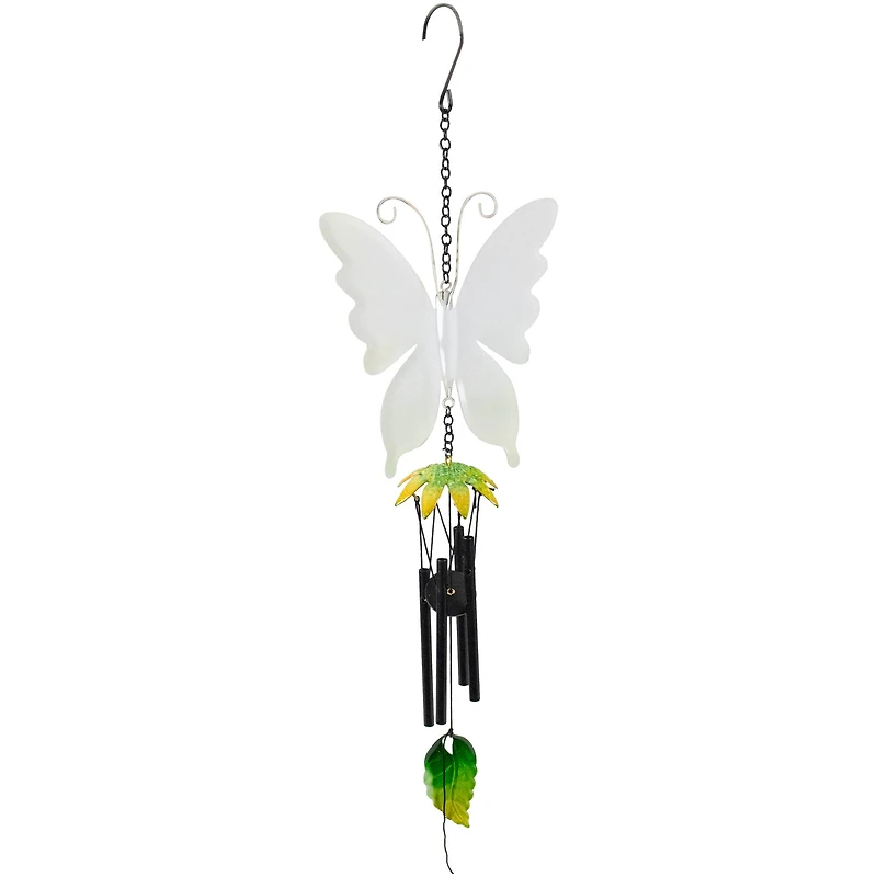 15.75" Green Metal Butterfly Outdoor Garden Windchime