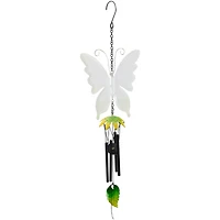 15.75" Green Metal Butterfly Outdoor Garden Windchime