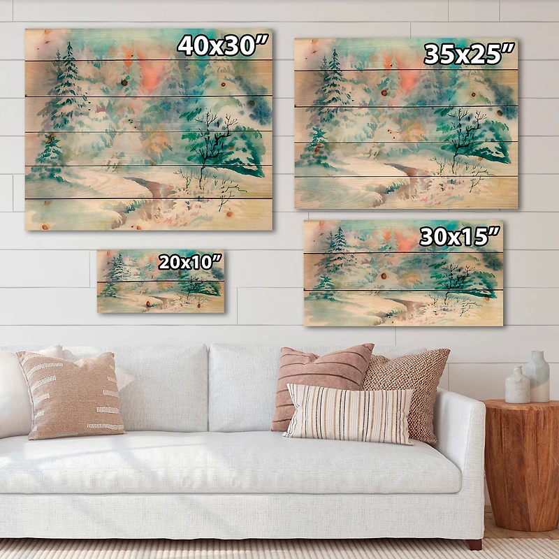 Designart - Winter Landscape With Snowy River I