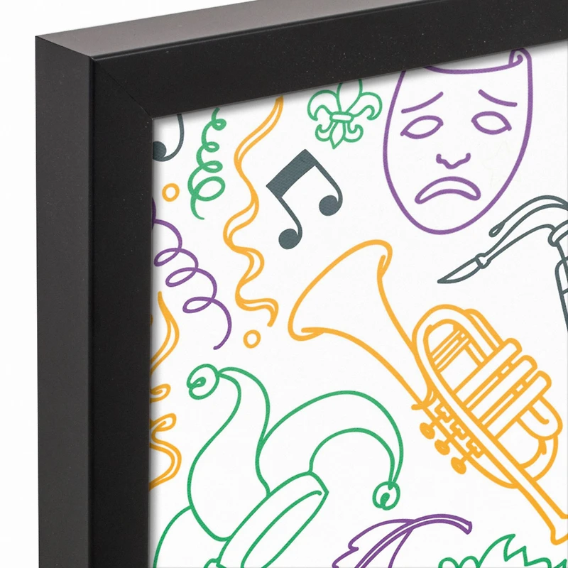 Mardi Gras Things Black Floating Framed Canvas