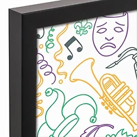 Mardi Gras Things Black Floating Framed Canvas