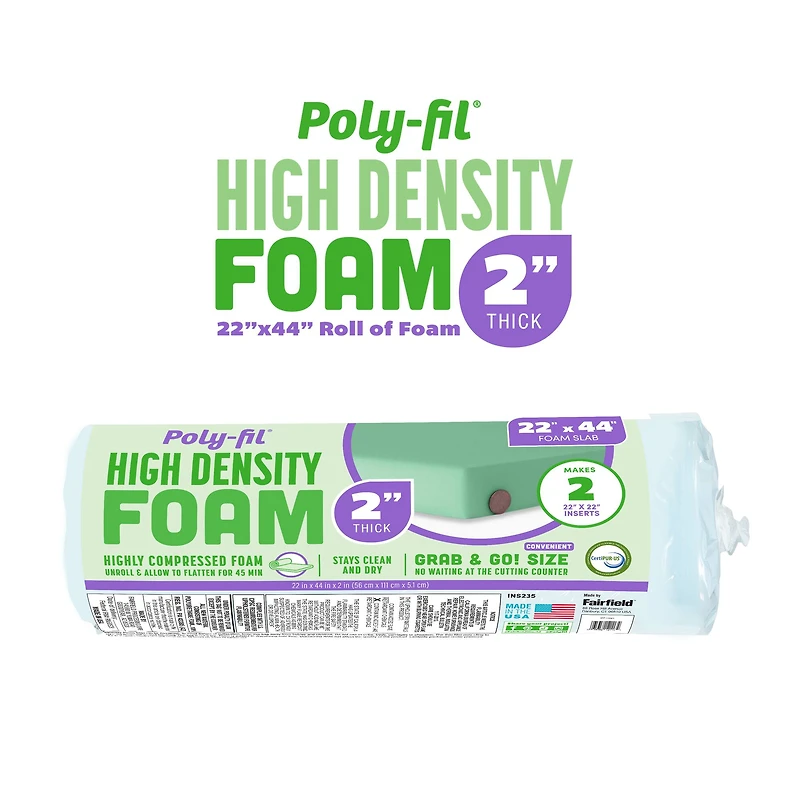 Poly-Fil® 2" High Density Foam, 22" x 44"