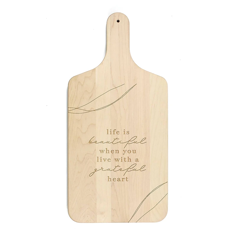 17" Grateful Heart Boho Maple Paddle Cutting Board