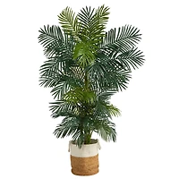 6.5ft. Golden Cane Artificial Palm Tree in Handmade Natural Jute and Cotton Planter