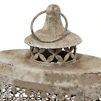 Beige Metal Rustic Lantern Set