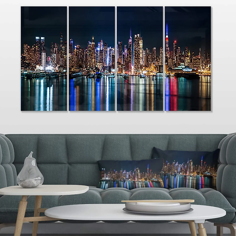 Designart - New York Midtown Night Panorama