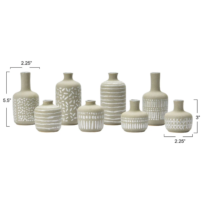 Hello Honey® Mixed Pattern Taupe & Silver Stoneware Vase Set