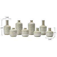 Hello Honey® Mixed Pattern Taupe & Silver Stoneware Vase Set