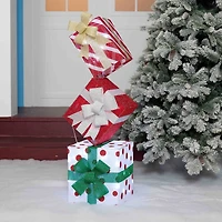 3.5ft. Stacked Gifts Tinsel Fabric Stacked Gift Box