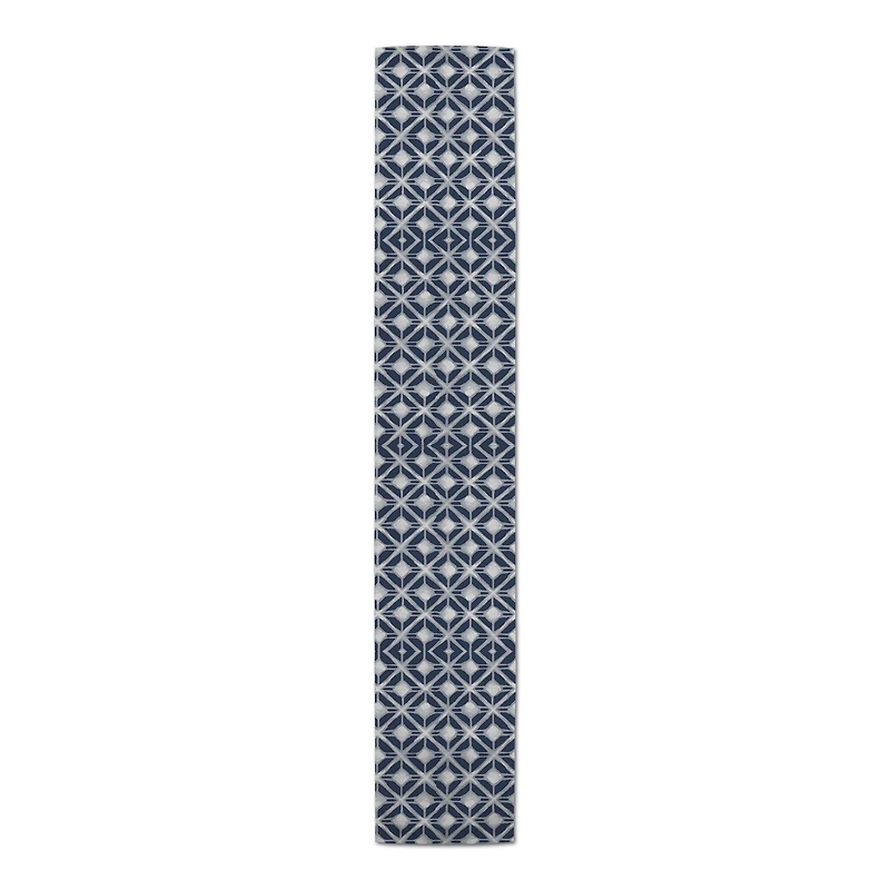 Navy Diamond Pattern 16" x 90" Cotton Twill Runner