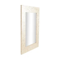36" x 1" x 48" Cream Mother of Pearl Shell Handmade Mosaic Room Wall Mirror