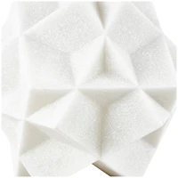 7" White Polystone Geometric Dimensional Ball Sculpture Décor