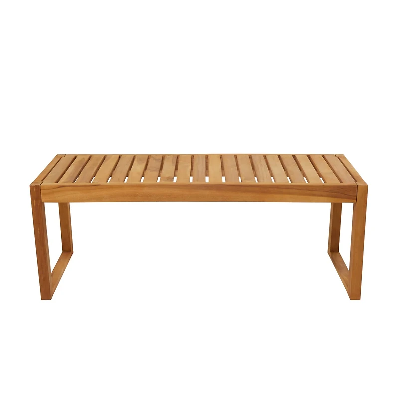 47" Brown Teak Wood Slatted Outdoor Accent Table