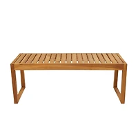 47" Brown Teak Wood Slatted Outdoor Accent Table