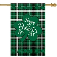 Happy St. Patrick's Day Plaid Outdoor House Flag 28" x 40"