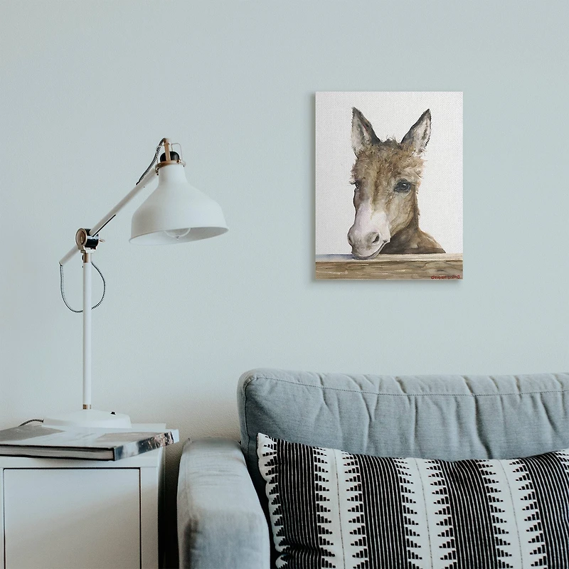 Stupell Industries Baby Donkey Portrait Canvas Wall Art