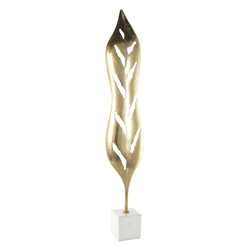 43" Gold Metal Leaf Tall Textured Cutout Sculpture