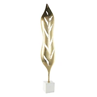 43" Gold Metal Leaf Tall Textured Cutout Sculpture
