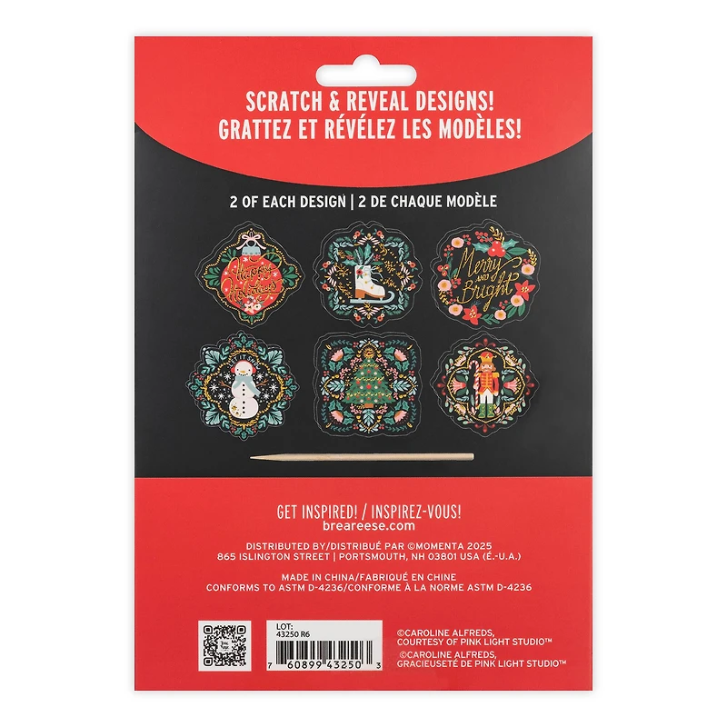 Brea Reese™ Holiday Motifs Scratch Art Stickers